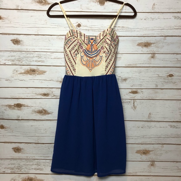 Flying Tomato Dresses & Skirts - FLYING TOMATO AZTEC PRINT BLUE DRESS!